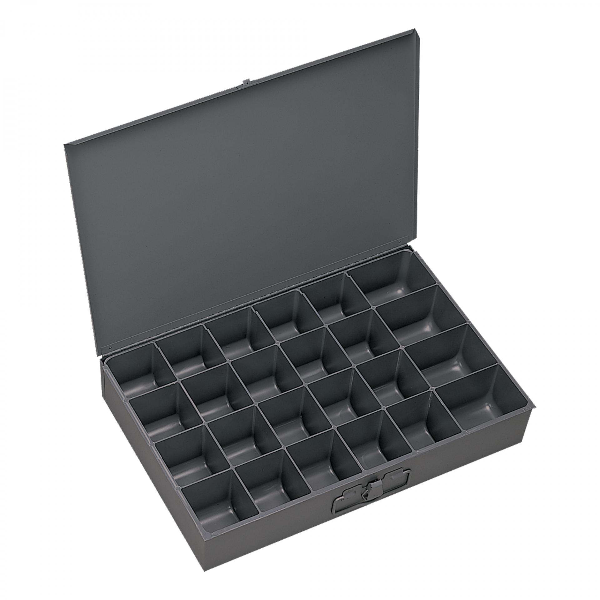 Small Steel Compartment Box, 24 Compartments, Gray